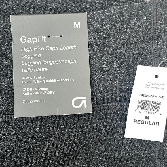 GAP high-rise capri-length compression legging Charcoal gray M nwt - Picture 5 of 8